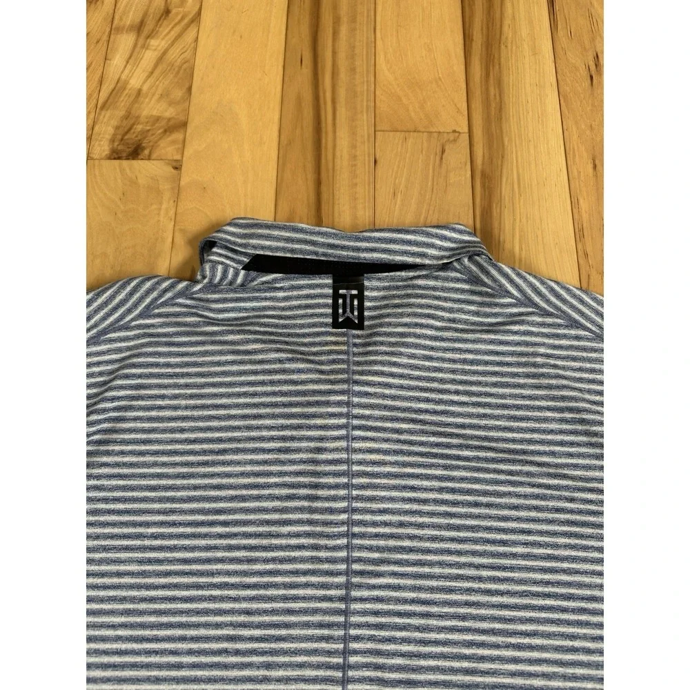 Nike TW Tiger Woods Shirt Mens XL Vapor Dry Blue Stripe Golf Polo BQ6722-431